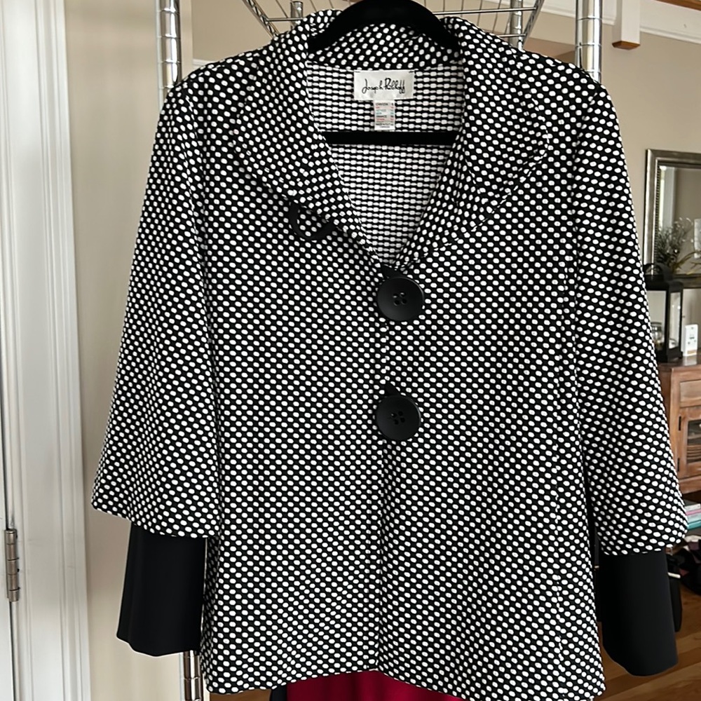Joseph Ribkoff Black White Polka Dot Jacket